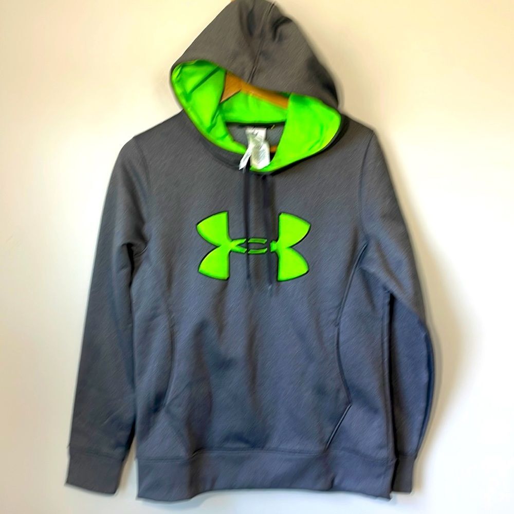 Under armour cold gear hoodie medium Gray Neon Green Sporty